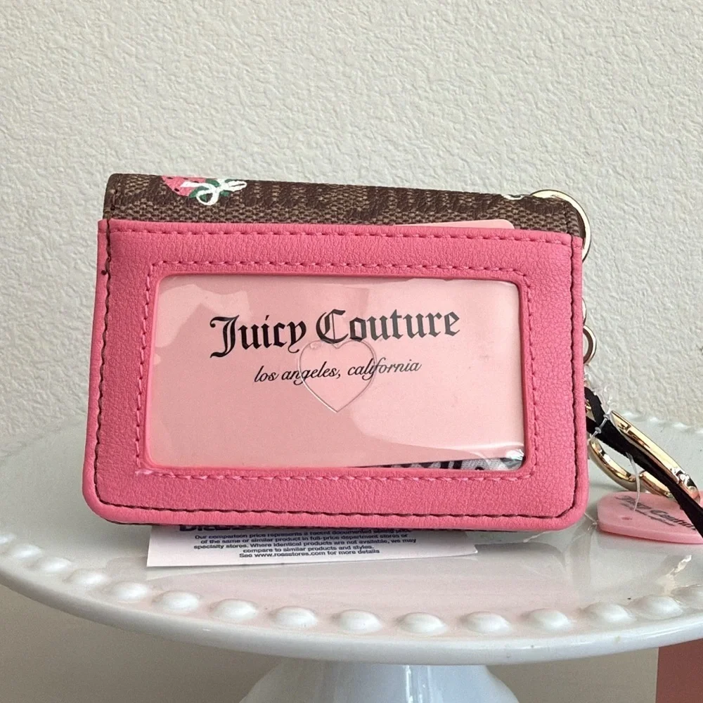 Juicy Couture Brown Wallet with Pink Strawberry Print